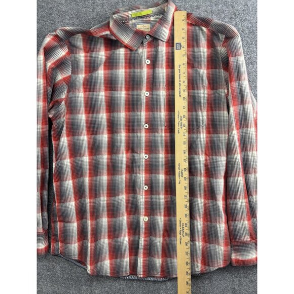 Tommy Bahama Shirt Mens Extra Large Red Gray Plaid Button Front Long Sleeve - Picture 3 of 6